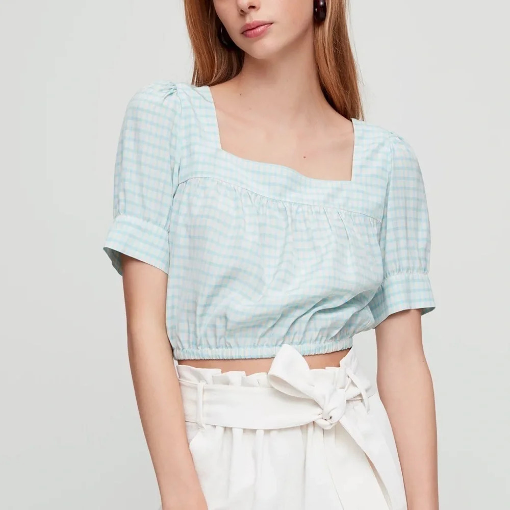 Aritzia Wilfred Trinette Blouse Espace/Fresca check